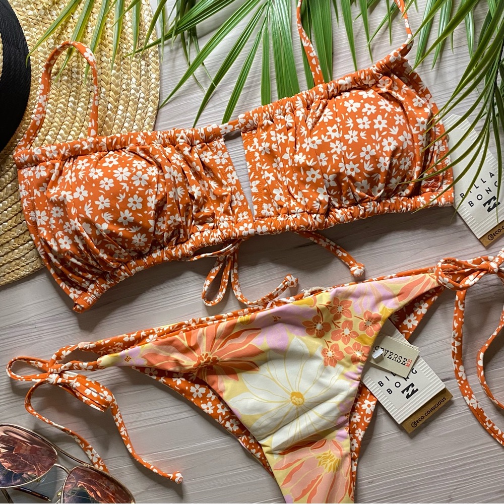 Billabong 🌼 Reversible Made for Daze Bralette Bikini Top | Tie Side Tanga Bottom